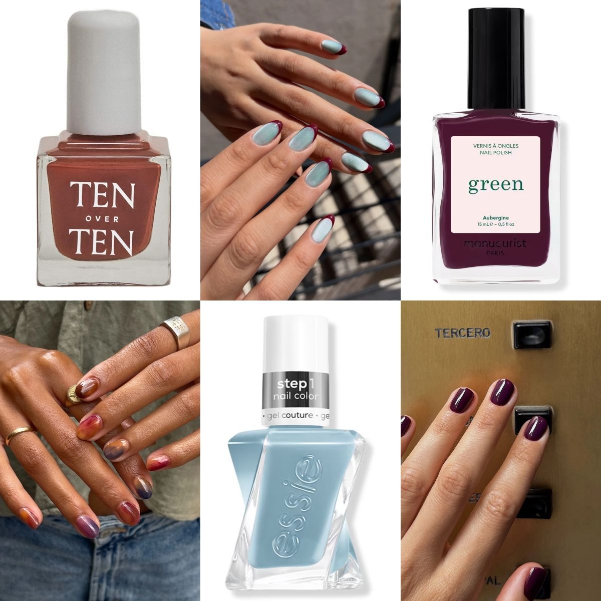 Featured image Burgundy French Tips and Icy Blue Polish Manicure